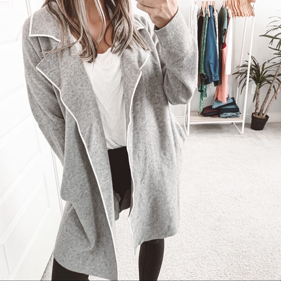 Zara Jackets & Blazers - Zara Knit Lapel Collar Sweater Coat Grey